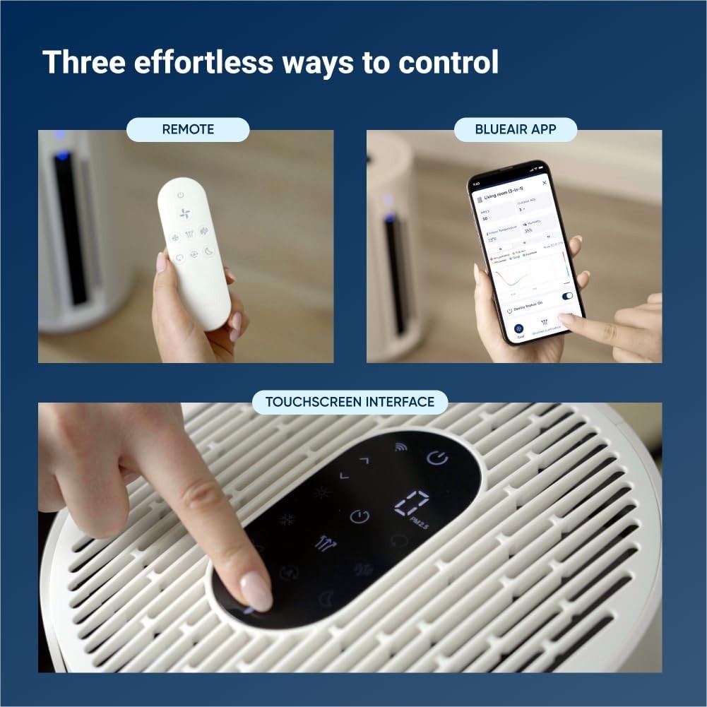 3 in 1 Smart Air Purifier Fan Heater HEPA Silent Cools Heats Home