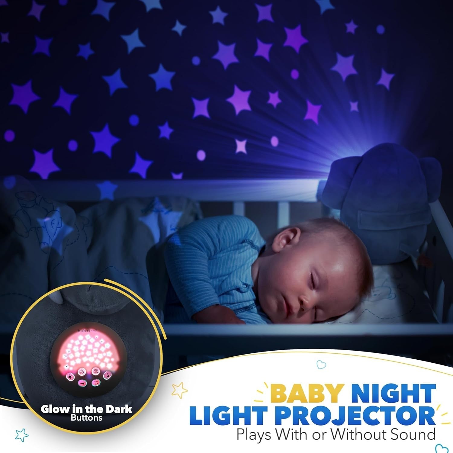 Elephant Baby White Noise Sound Machine with Night Light, Portable Sleep Aid