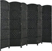 6 Panel Black Wicker Folding Room Divider Privacy Screen for Living Room Office