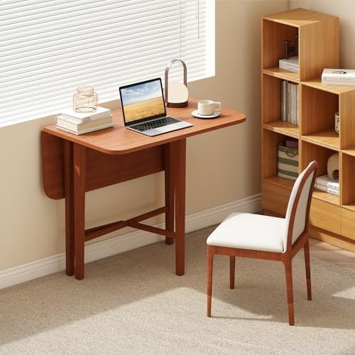 Folding Drop Leaf Dining Table 4 Seater Space Saving Extendable Walnut