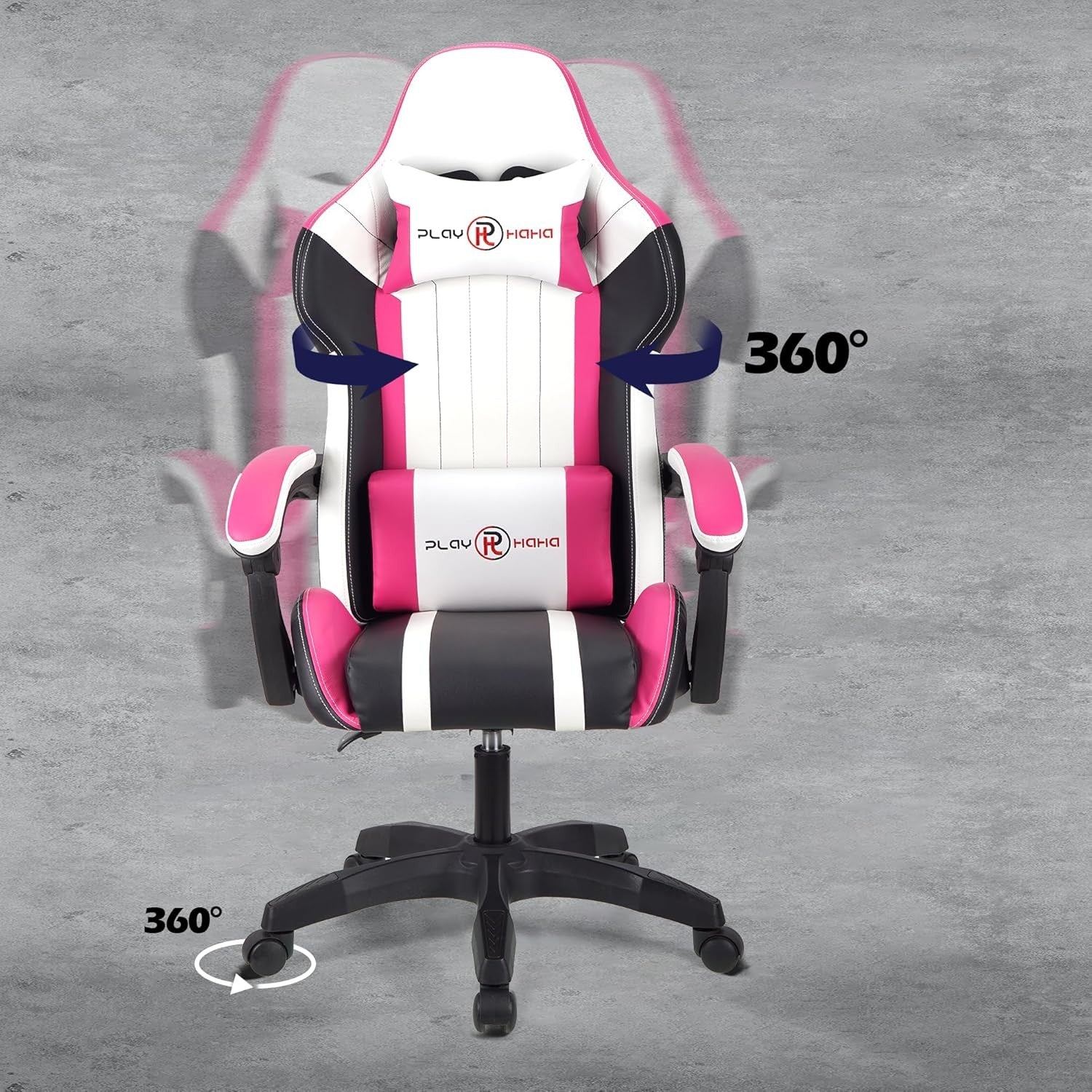 Ergonomic Gaming Chair Leather Swivel w/ Lumbar Support