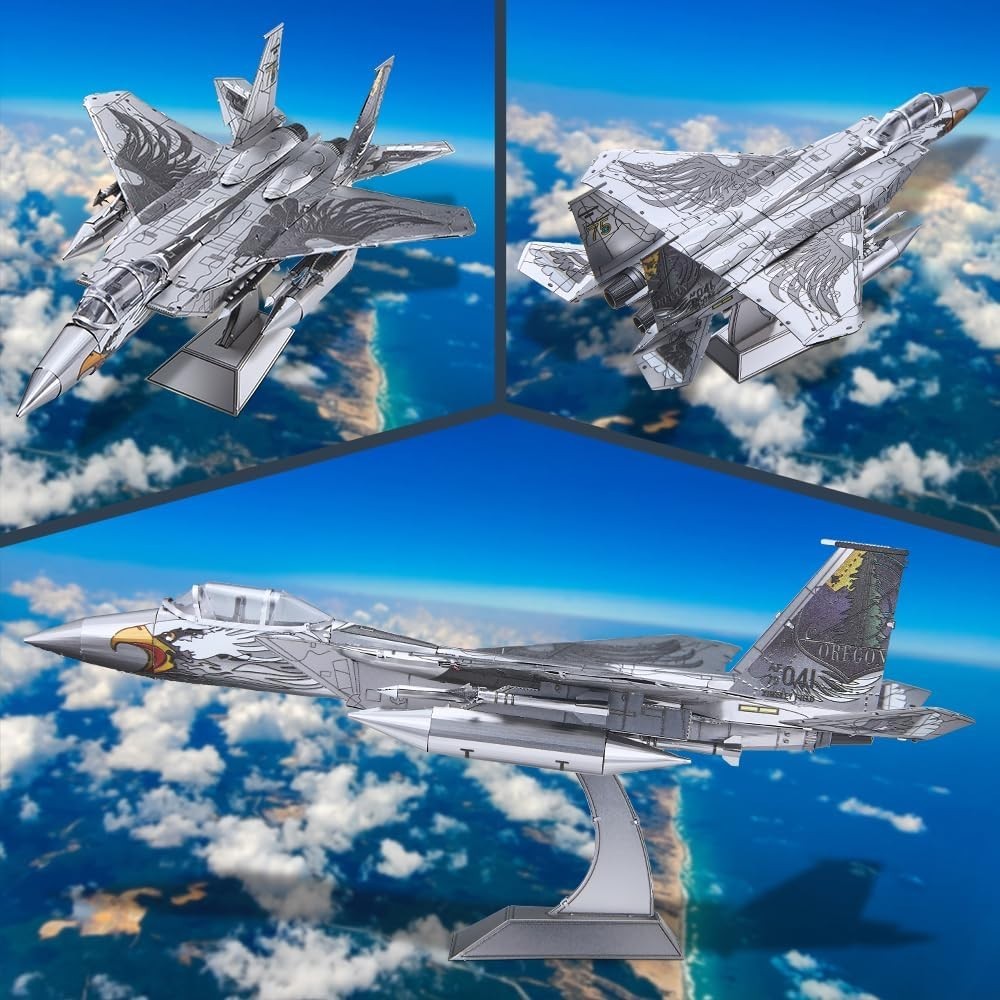 Metal 3D Puzzle F-15 Fighter Jet Model Kit – Adult Warplane Craft Decor