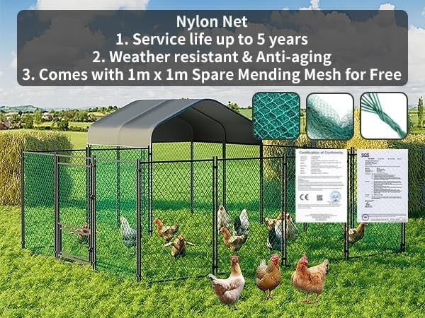 4x3x1.5m Walk In Chicken Run Metal Coop Waterproof Cover