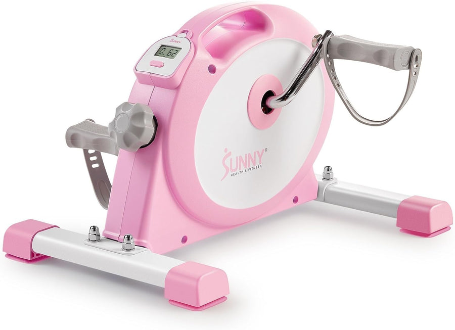Under Desk Pedal Exerciser Arm & Leg Trainer Quiet LCD Pink
