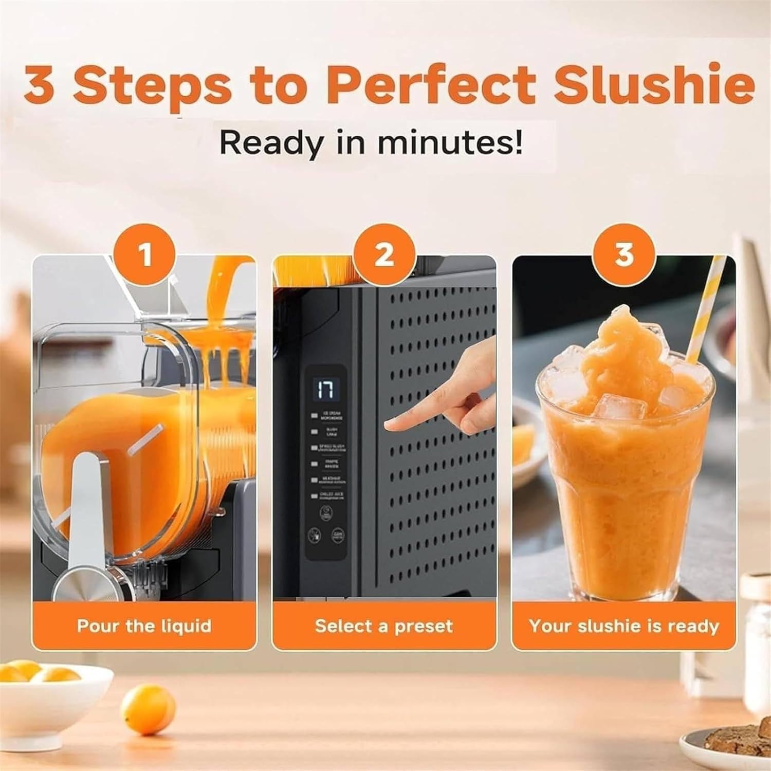 Slush Machine No Ice Needed 1.5L Frozen Drink Maker Auto Clean Display