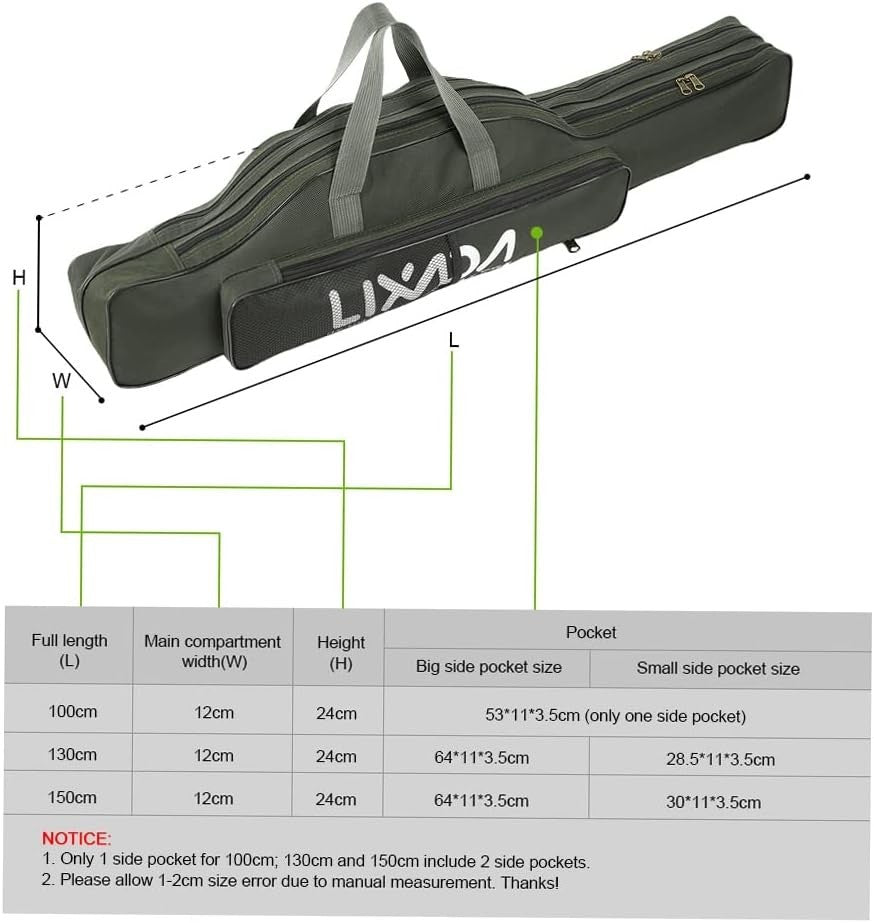 Fishing Rod Reel Carry Bag 100cm Foldable Tackle Storage Case