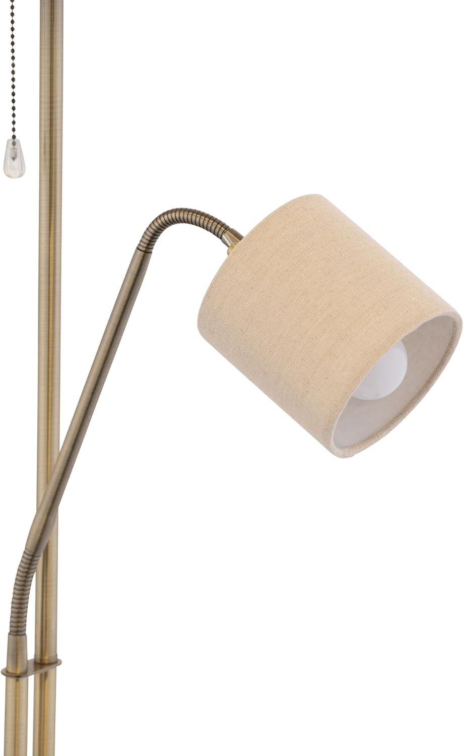 Mother & Child Floor Lamp Brass Linen Shades Dual Light Reading Standing