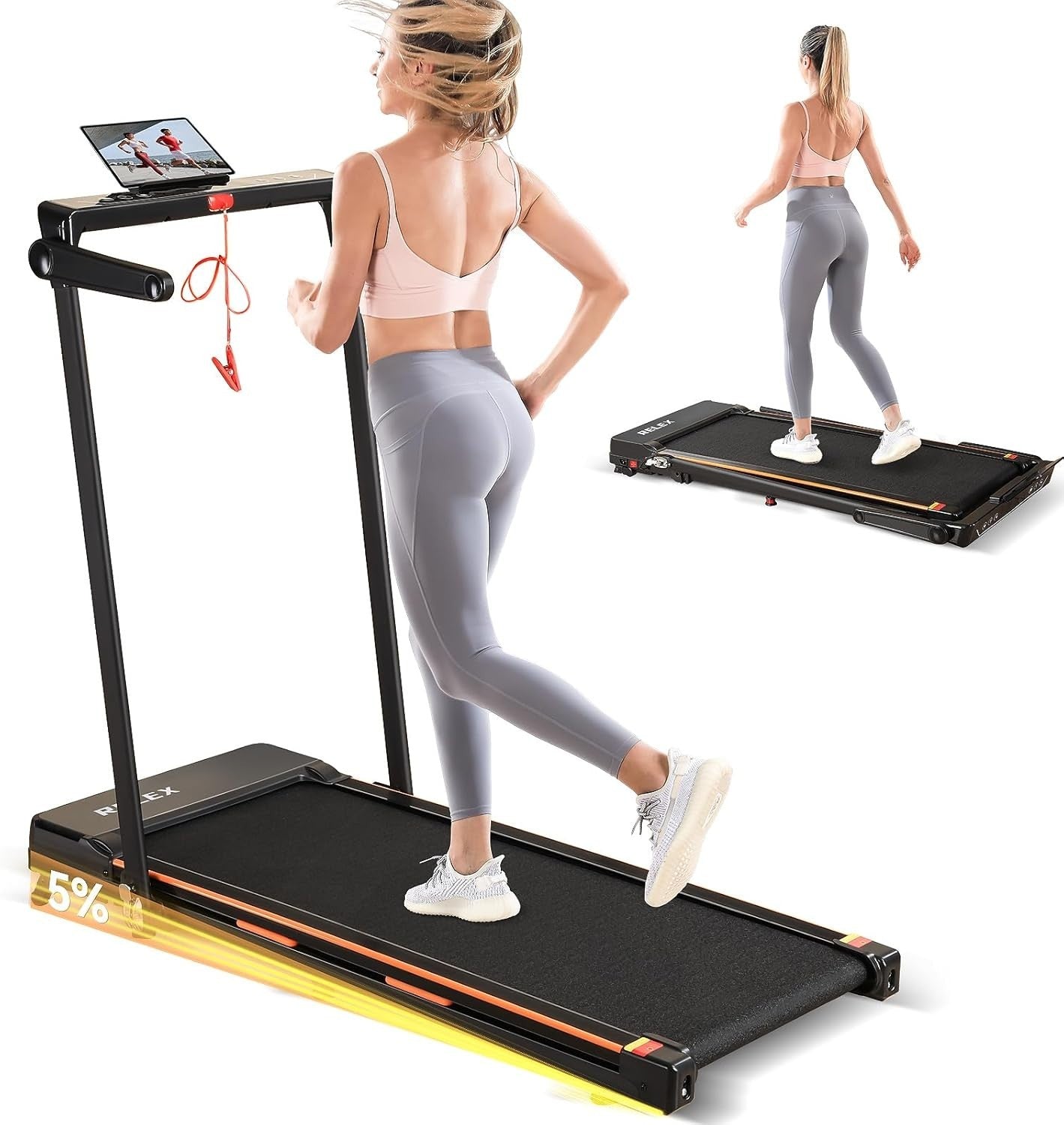RELEX Foldable Walking Pad Treadmill 1-12 km/h Incline LED Compact