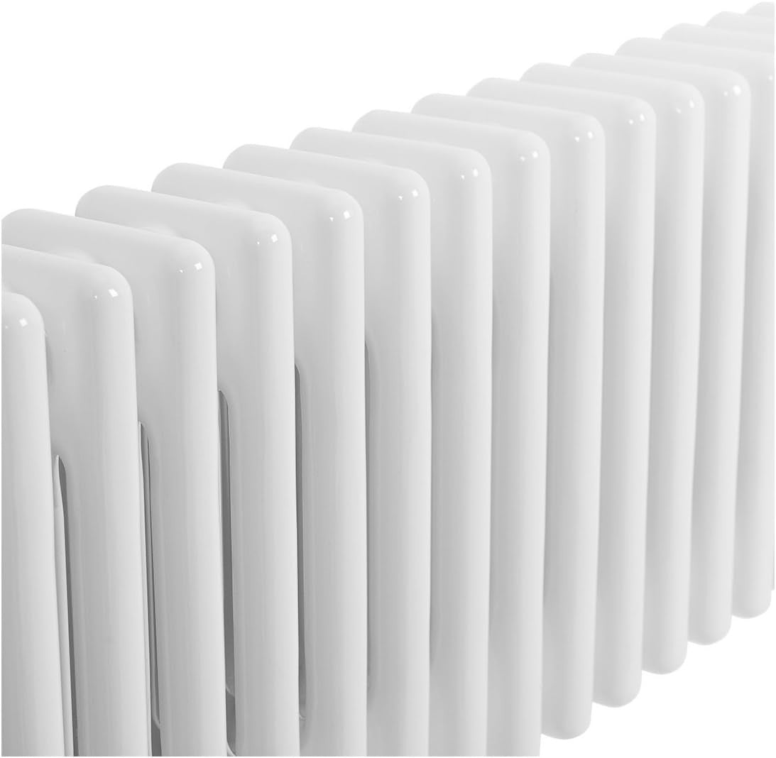 Triple Column Horizontal Radiator 300x1190 White Cast Iron Style
