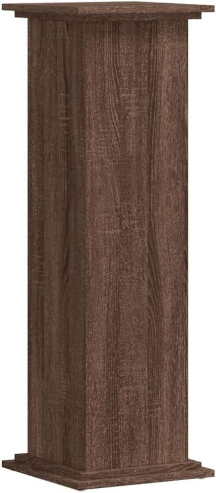 Tall Brown Oak Plant Stand 100cm Modern Wood Pedestal Table for Home Decor
