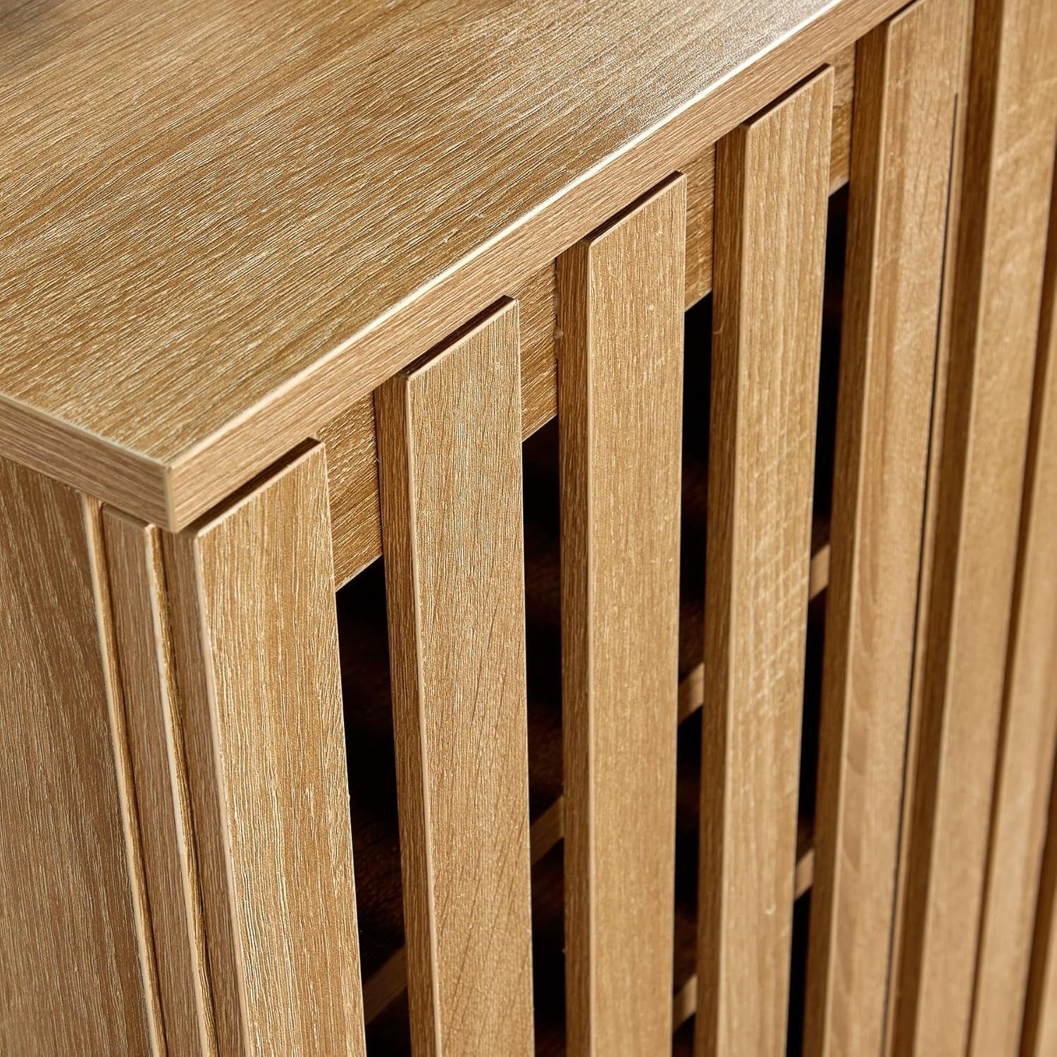 Spacious 3 Door Wooden Shoe Cabinet with 8 Shelves | Oak Effect Storage