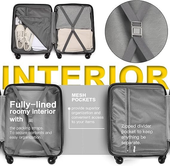 66cm Lightweight ABS+PC Hard Suitcase Spinner Wheels TSA Lock Travel Case