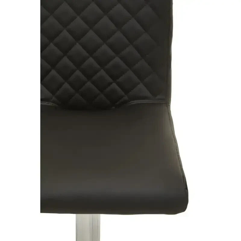 Black PU Bar Stool Chrome Base Swivel Adjustable Tufted Back Counter Chair