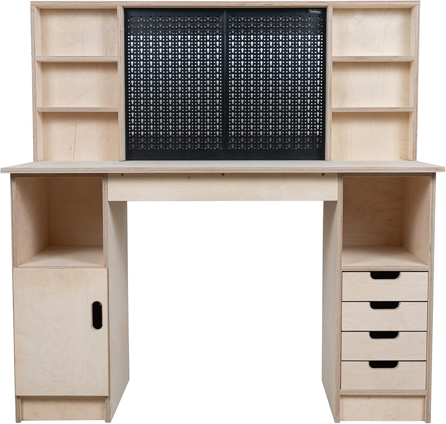 Olympus 3.3 Wooden Workbench with Storage Cabinet & HD Pegboard – Heavy Duty 5ft