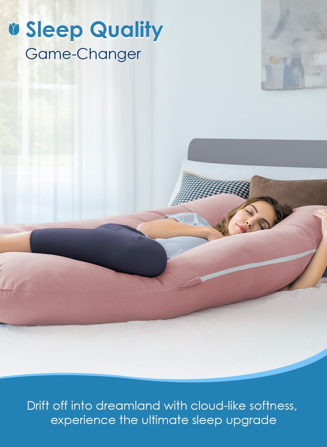 U Shaped Pregnancy Pillow Full Body Support Cooling Maternity Sleep Pillow