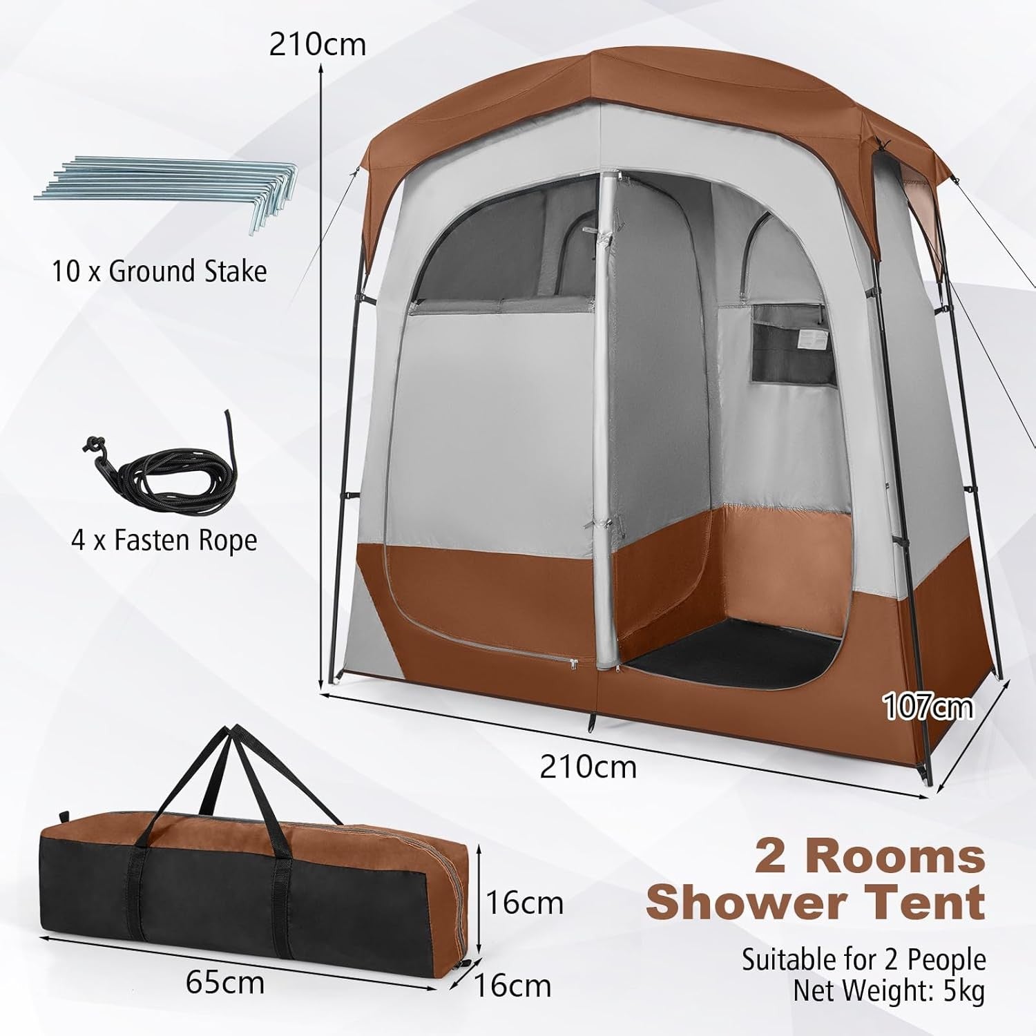 Double Room Camping Shower Tent Privacy Toilet Changing