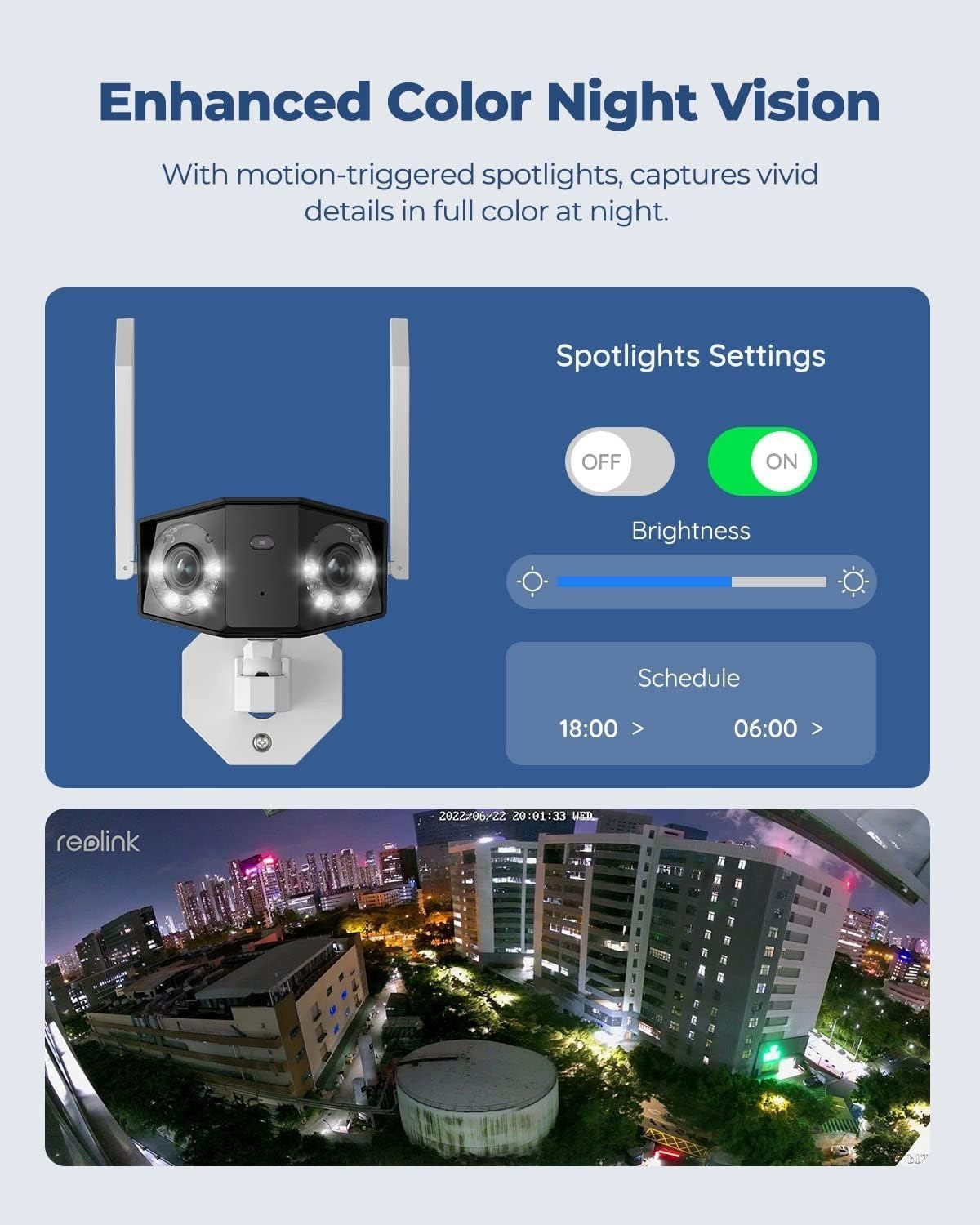 4K WiFi Security Camera 180° Wide Angle Color Night Vision IP67