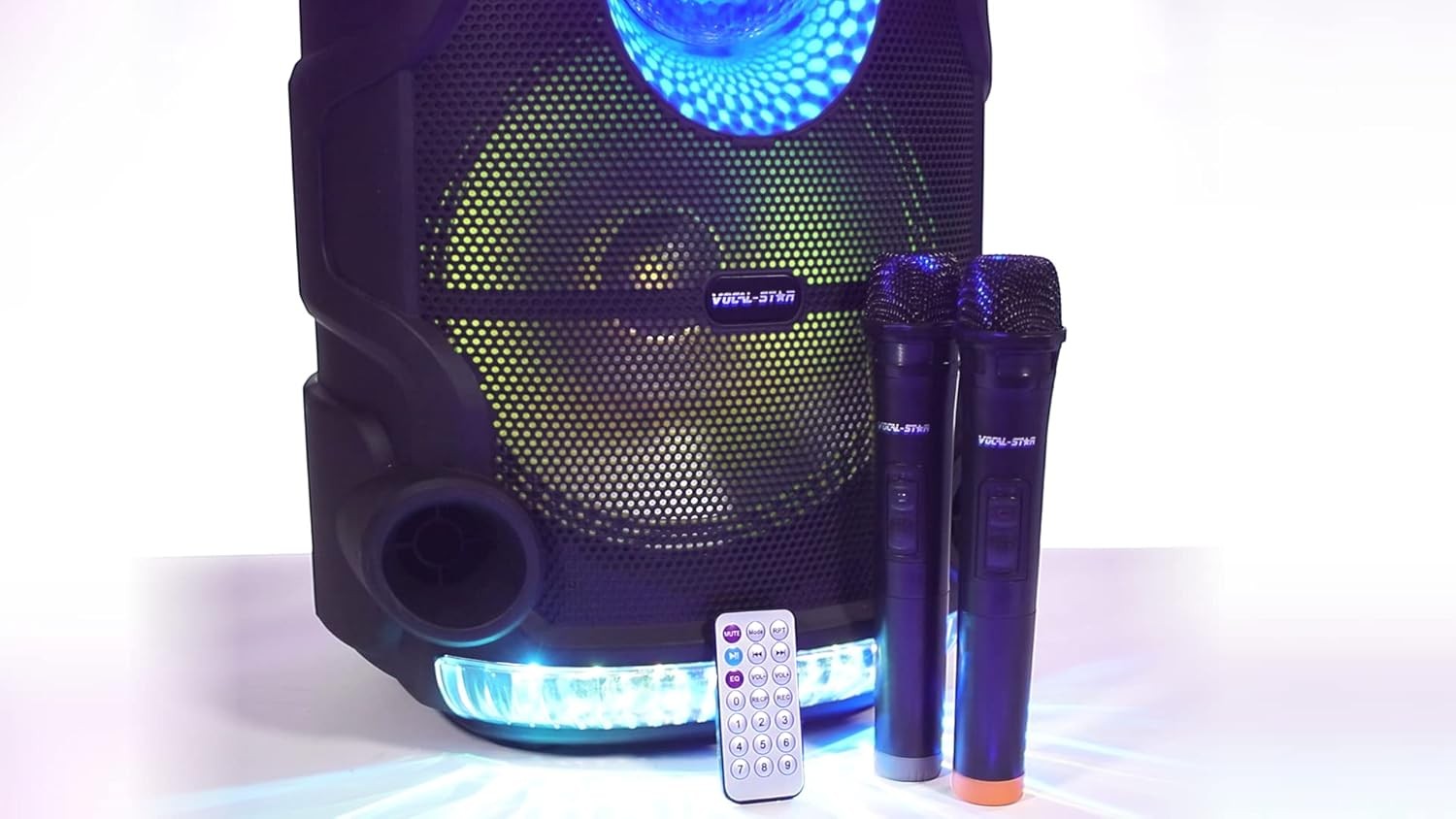 Vocal-Star Portable Karaoke Machine 2 Wireless Mics 300W Speaker