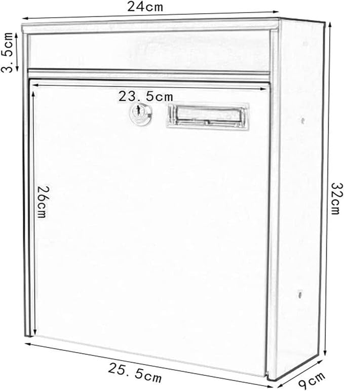 Lockable Wall Mounted Mailbox Outdoor Post Box with Newspaper Slot – Rustproof
