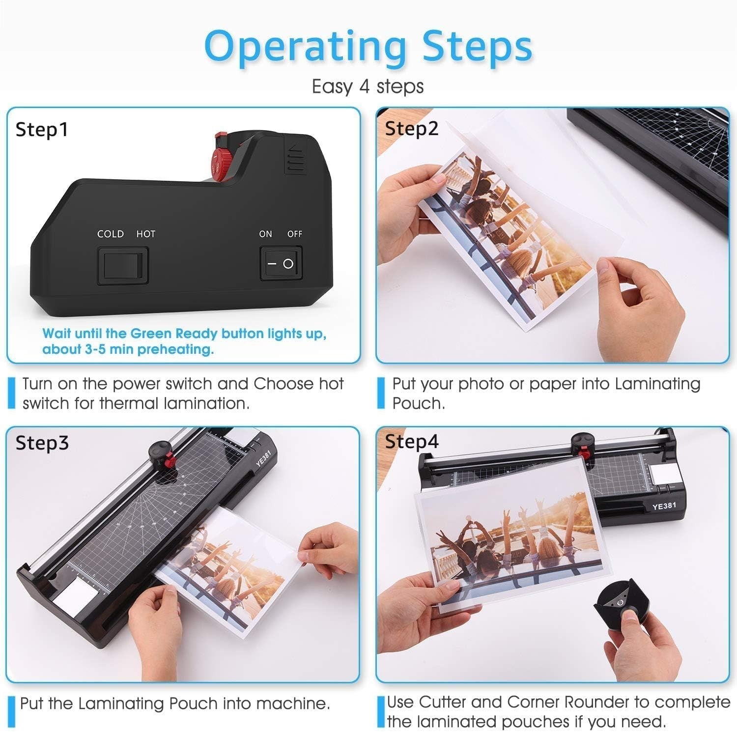 A3 Laminator 5-in-1 Hot Cold Fast Warm-Up Anti-Jam + Trimmer Set