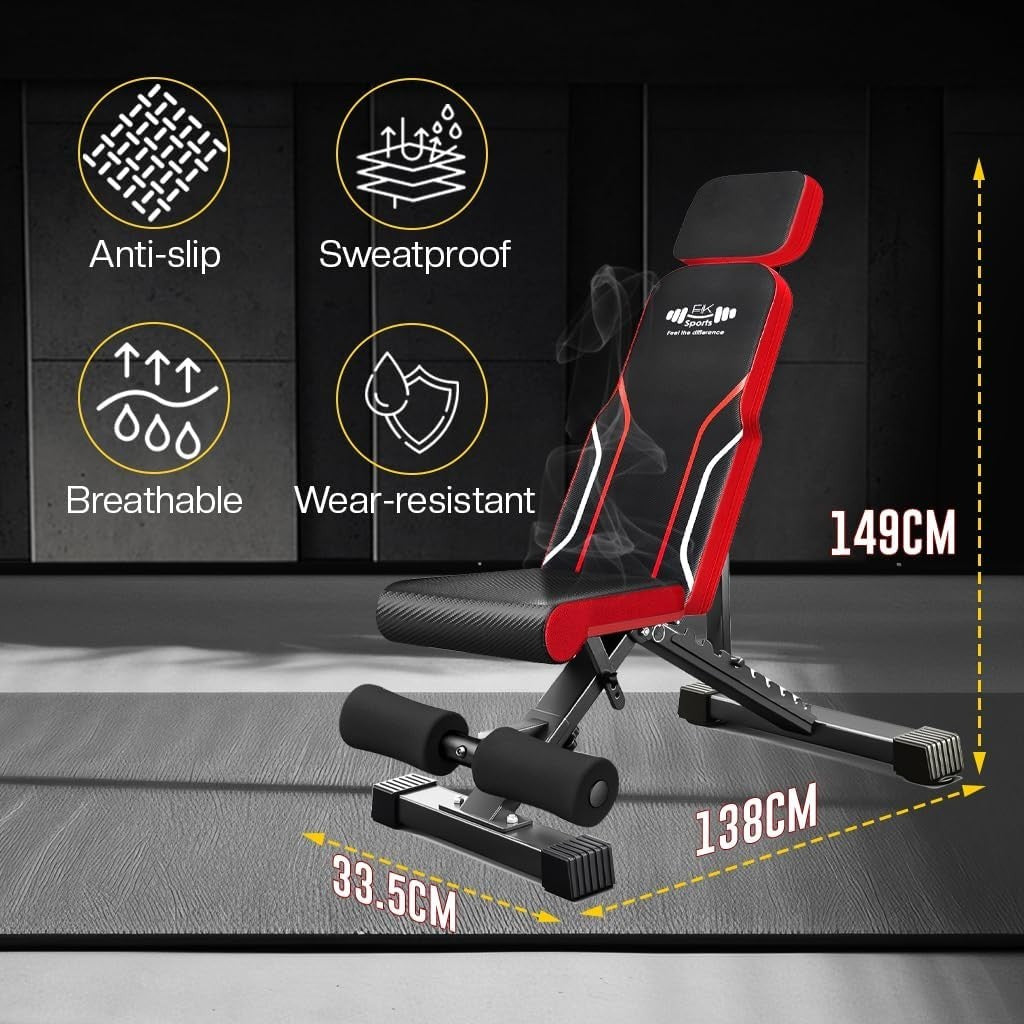 Adjustable Folding Weight Bench 300kg Incline Decline Home Gym