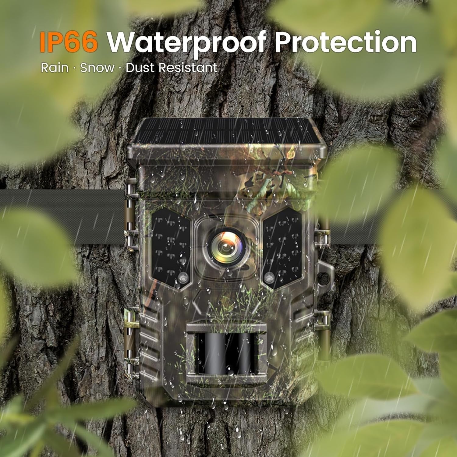 4K 64MP Solar Trail Camera WiFi Bluetooth Night Vision Waterproof
