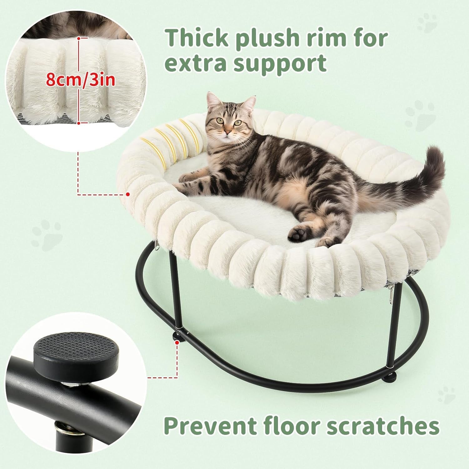 Raised Cat Bed Hammock Elevated Pet Sofa Metal Frame Washable Cushion