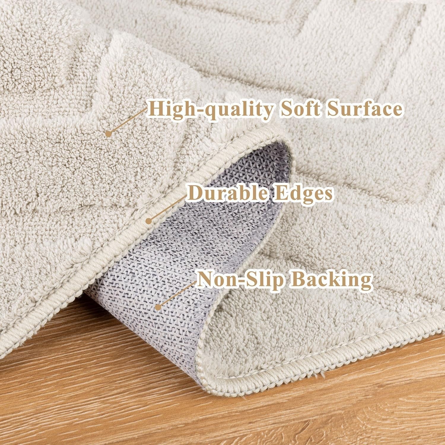 Beige Large Area Rug 160x230cm Washable Non Slip Soft Low Pile Living Room