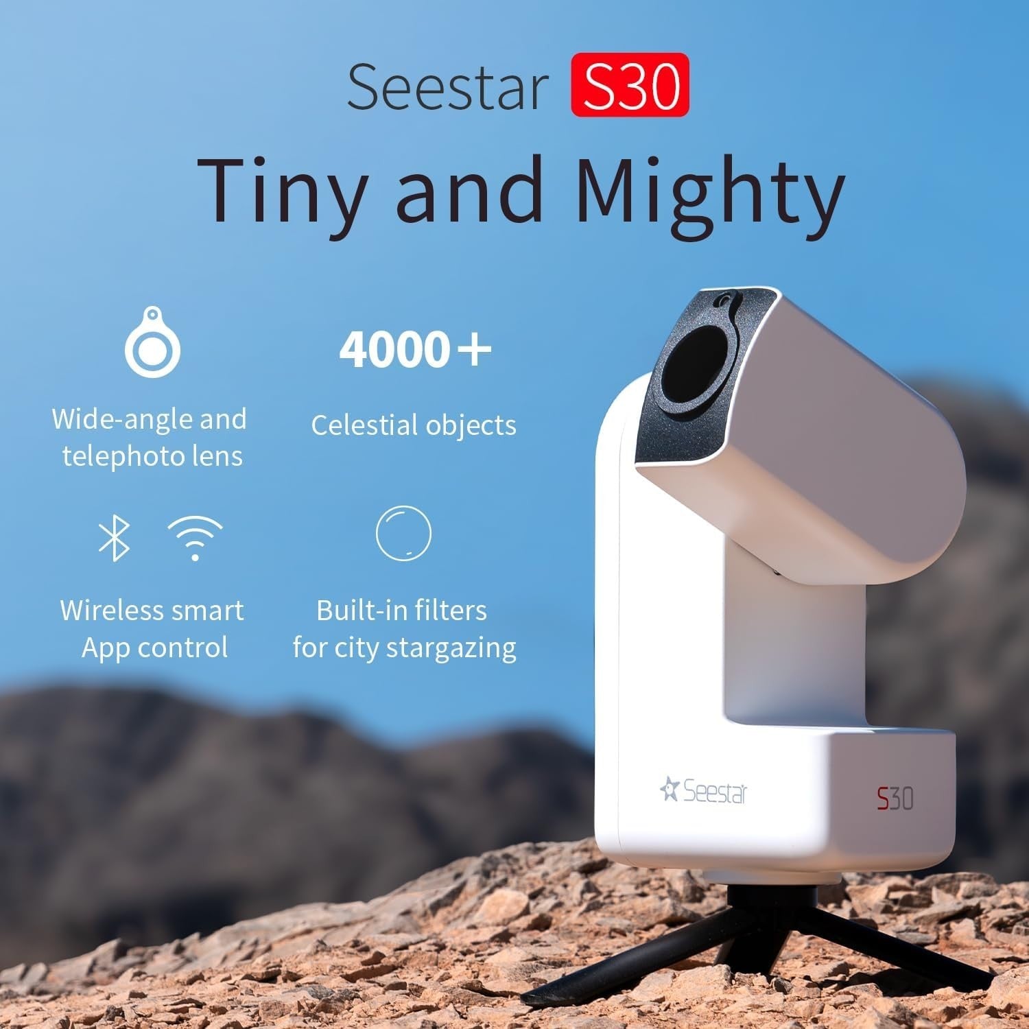 Smart Digital Telescope 30mm 150mm HD Camera Alt-Az GoTo Tracking