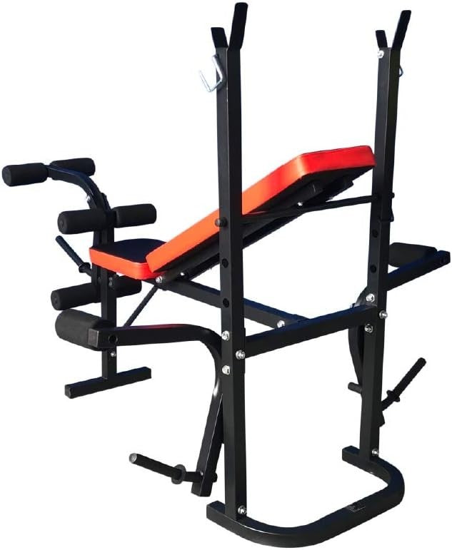 Adjustable Bench Press With Barbell Rack Foldable Home Gym Trainer