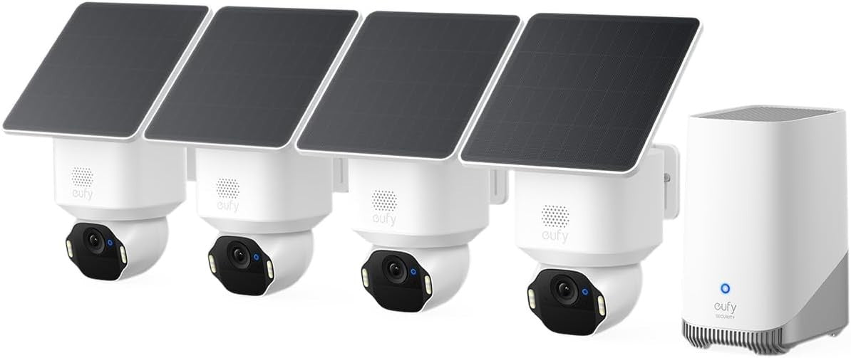 4 Cam 4K Solar Security Camera Kit PTZ AI Tracking 16TB Storage