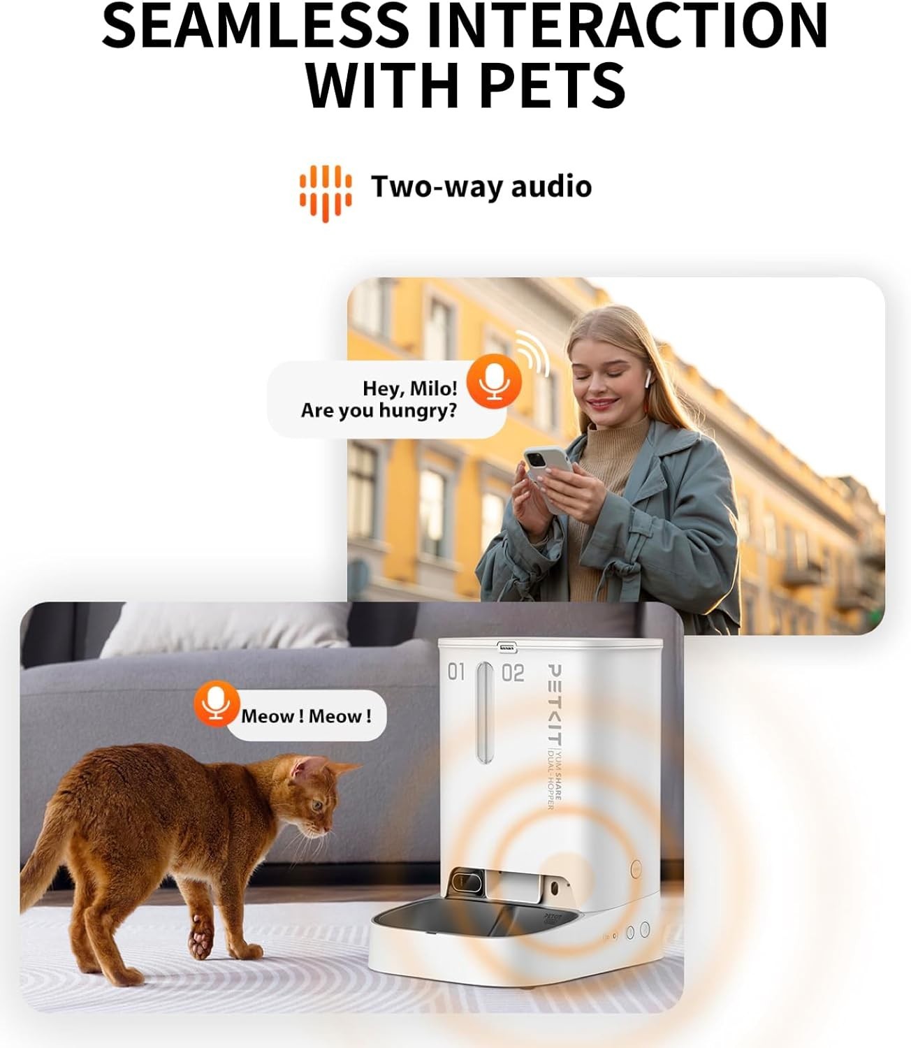 Automatic Cat Feeder Camera 5L Dual Hopper WiFi App Control 1080P HD