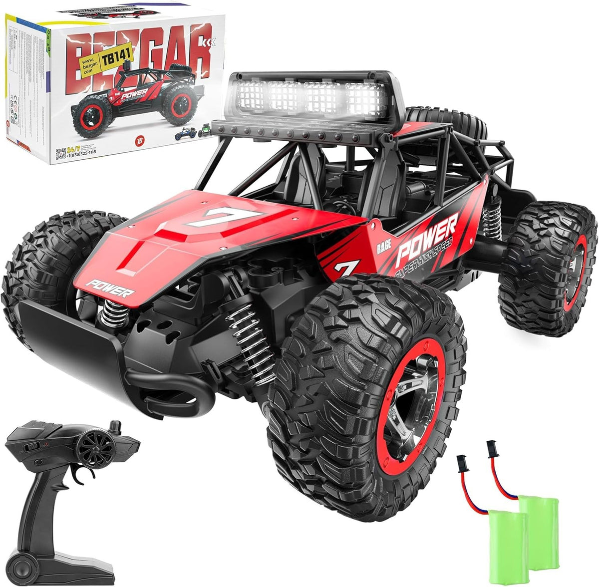 1:14 Scale RC Off-Road Monster Truck 20KM/H 2WD Remote Control Car Toy Red