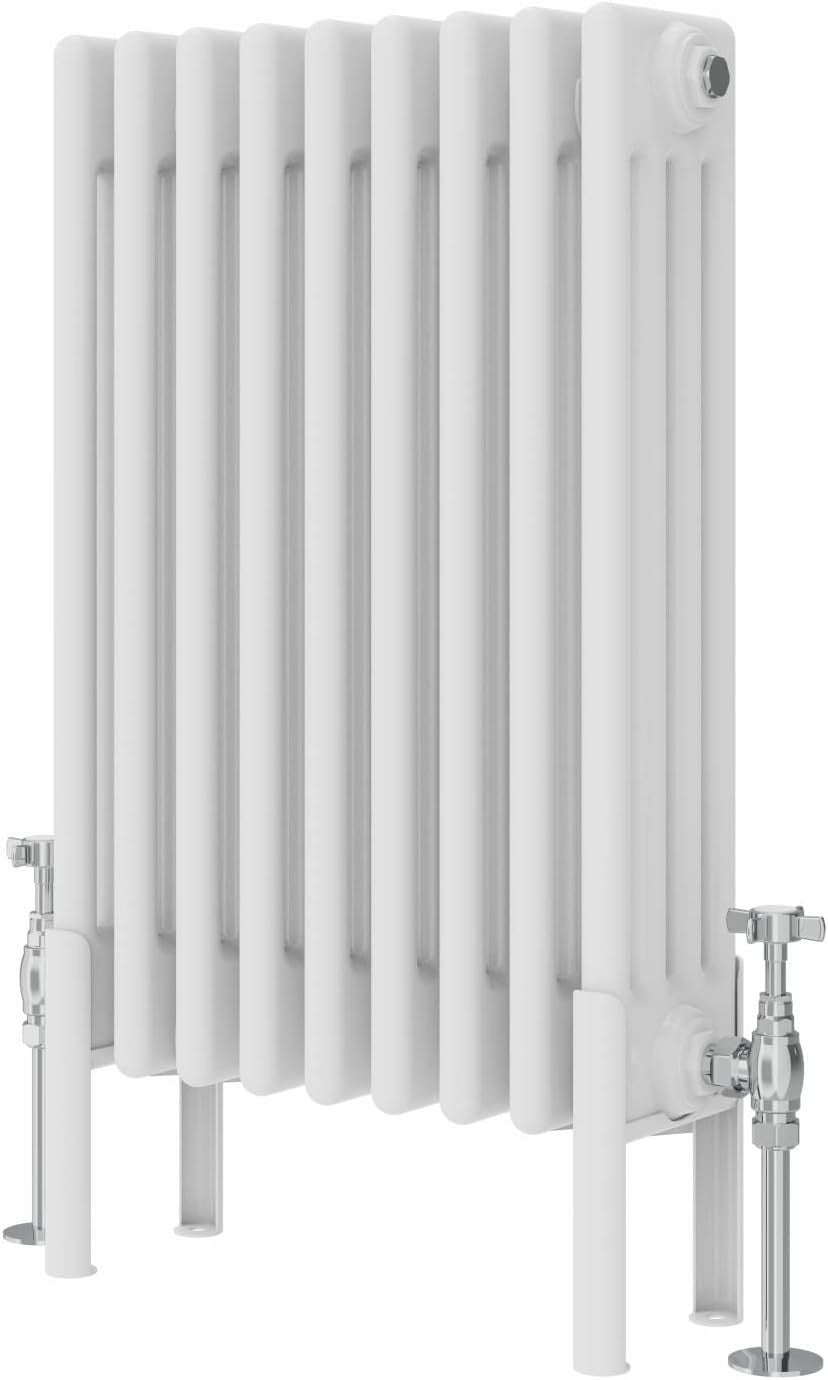 Quadruple Column Horizontal Radiator 600x425mm White Cast Iron Style