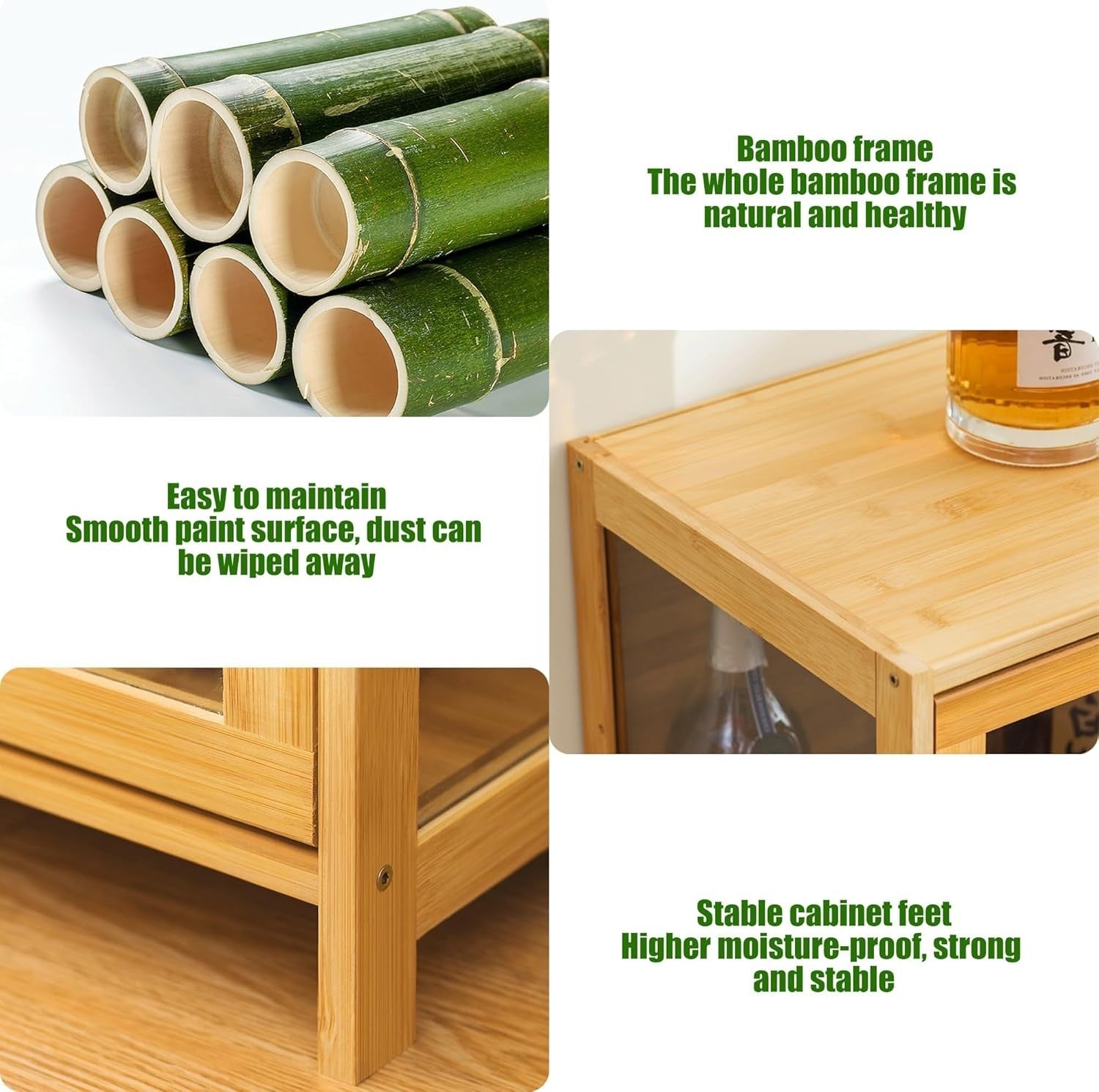 Glass Display Bar Cabinet for Liquor & Wine Storage, Farmhouse 2-Tier 70cm