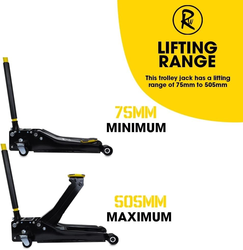 3 Ton Low Profile Hydraulic Trolley Jack Car Van Lift 75–505mm Heavy Duty Steel