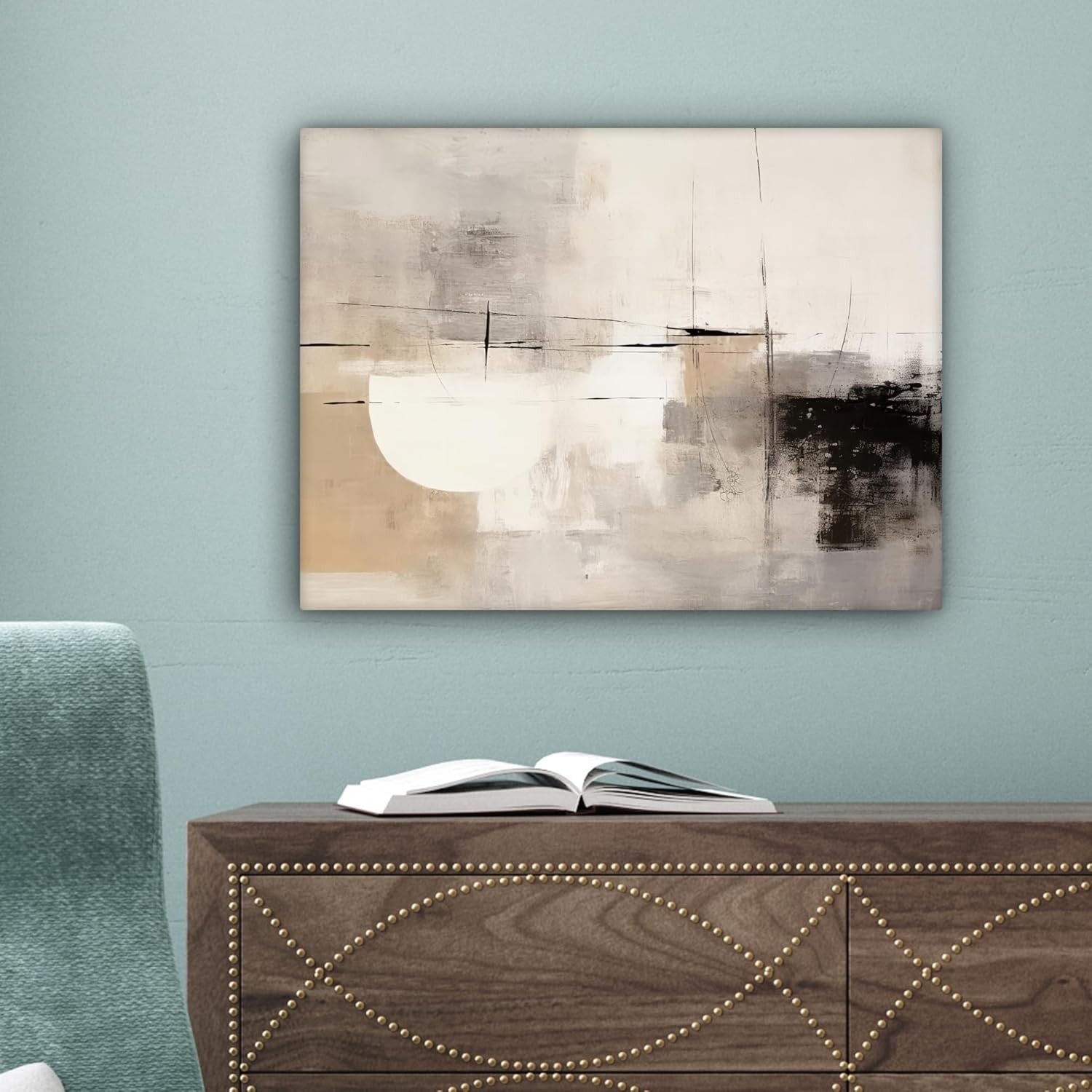 Grey Abstract Canvas Wall Art 40x30cm Framed Modern Print
