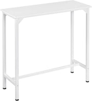 Slim White Bar Table 100x40x100cm High Console with Durable Metal Frame