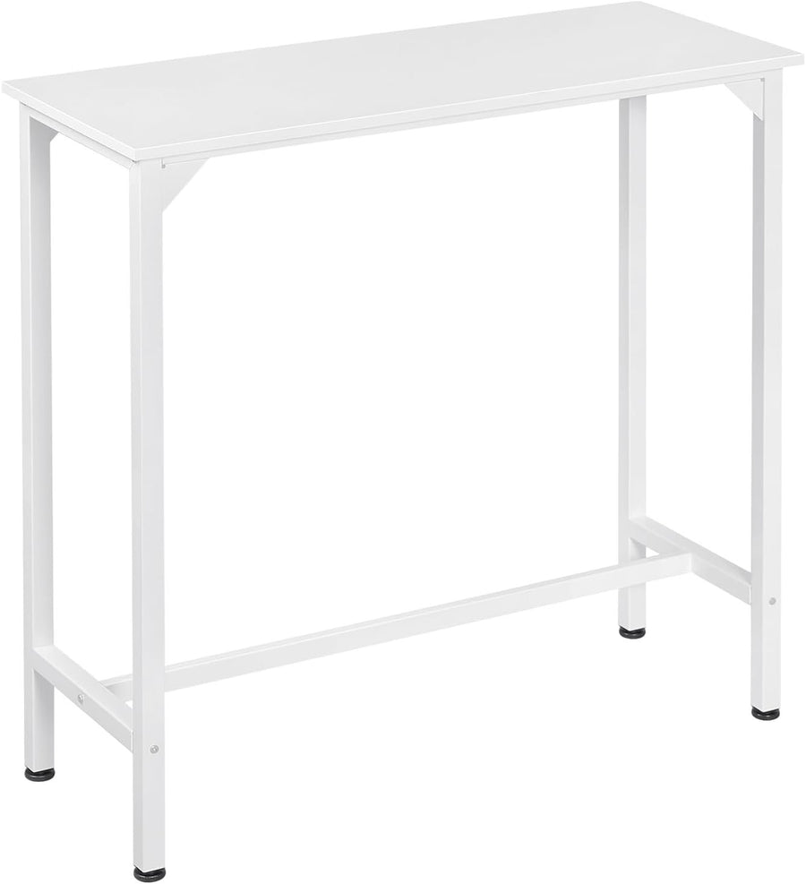 Slim White Bar Table 100x40x100cm High Console with Durable Metal Frame