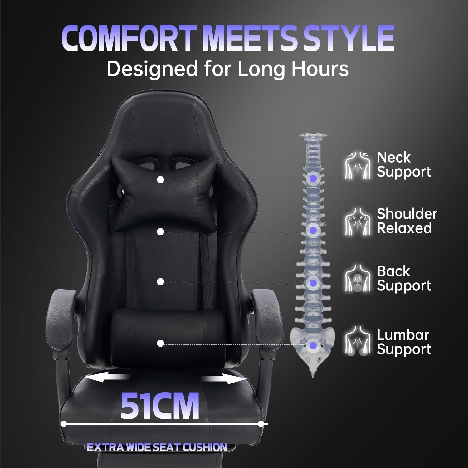 Ergonomic Gaming Chair Recliner Swivel Desk Chair Lumbar