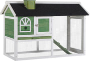 Large 2 Tier Rabbit Hutch with Run Outdoor Wooden Cage Ramp Tray