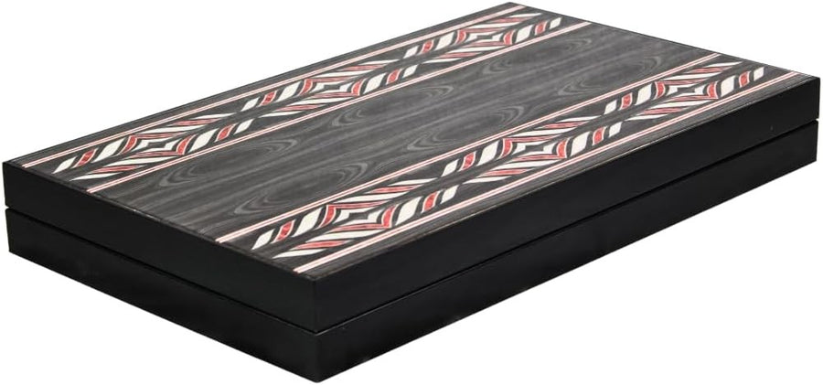 23 Inch Wooden Backgammon Set Luxury Black Design Large Classic Board Game