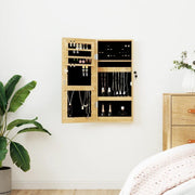Compact Wall Mounted Jewelry Cabinet Mirror Lockable Slim Storage Brown