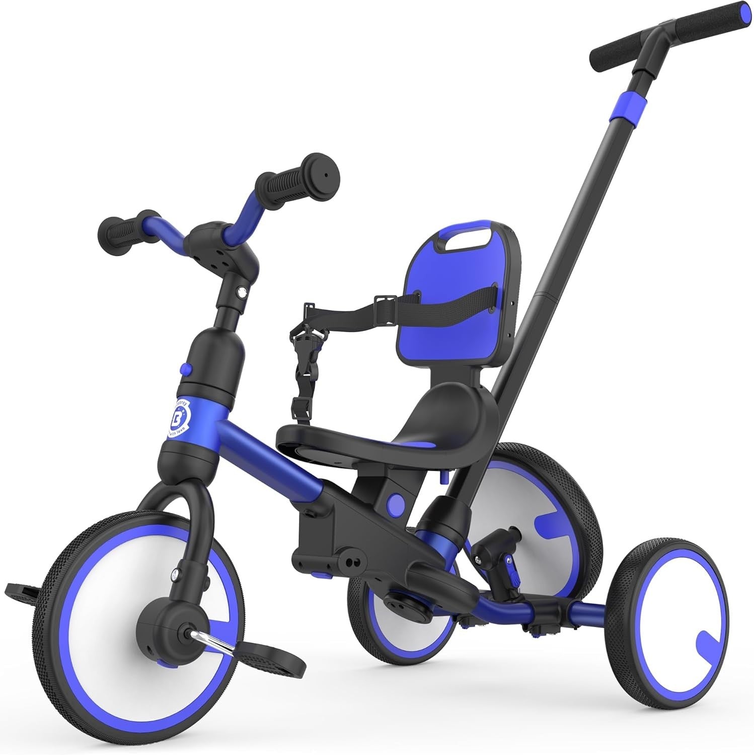 Convertible Toddler Tricycle Balance Bike Push Handle Safety Seat