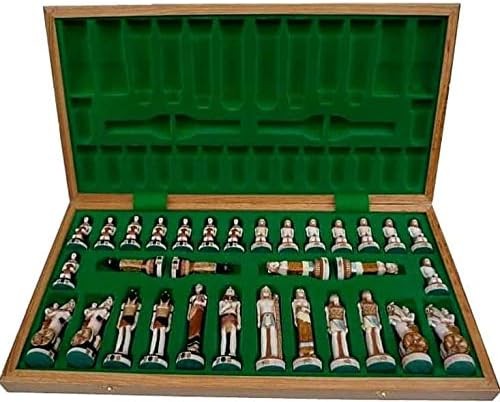 Luxury 60cm Medieval England Chess Set | Stone Figures & Inlaid Board | Handcraf