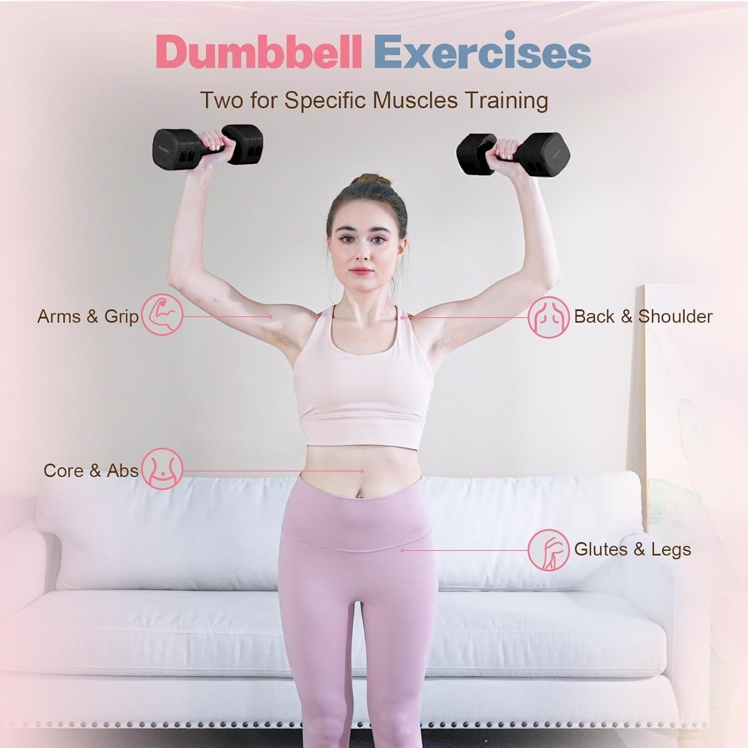 Adjustable Dumbbell & Kettlebell Set 4-in-1 Fast Adjust Hand Weights Home Gym