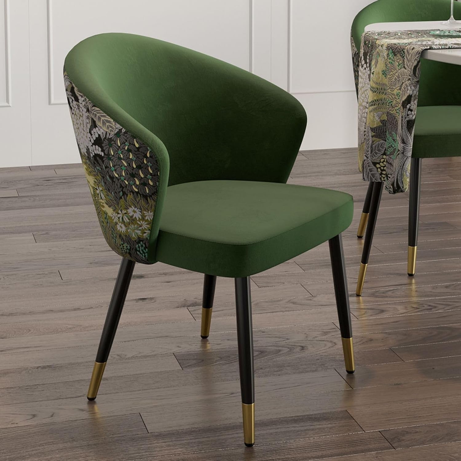 Luxury Velvet Dining Chair Upholstered Side Chair with Padded Seat & Gold Legs