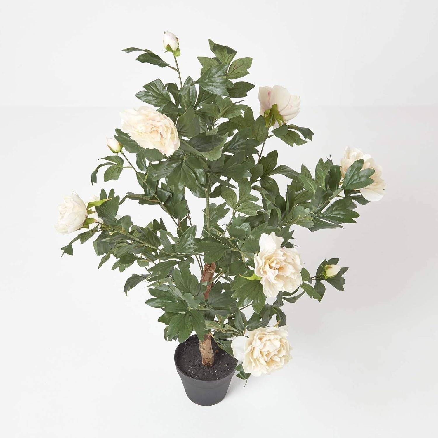 Artificial Peach Peony Tree 100cm in Black Pot Faux Indoor Decorative Plant Home