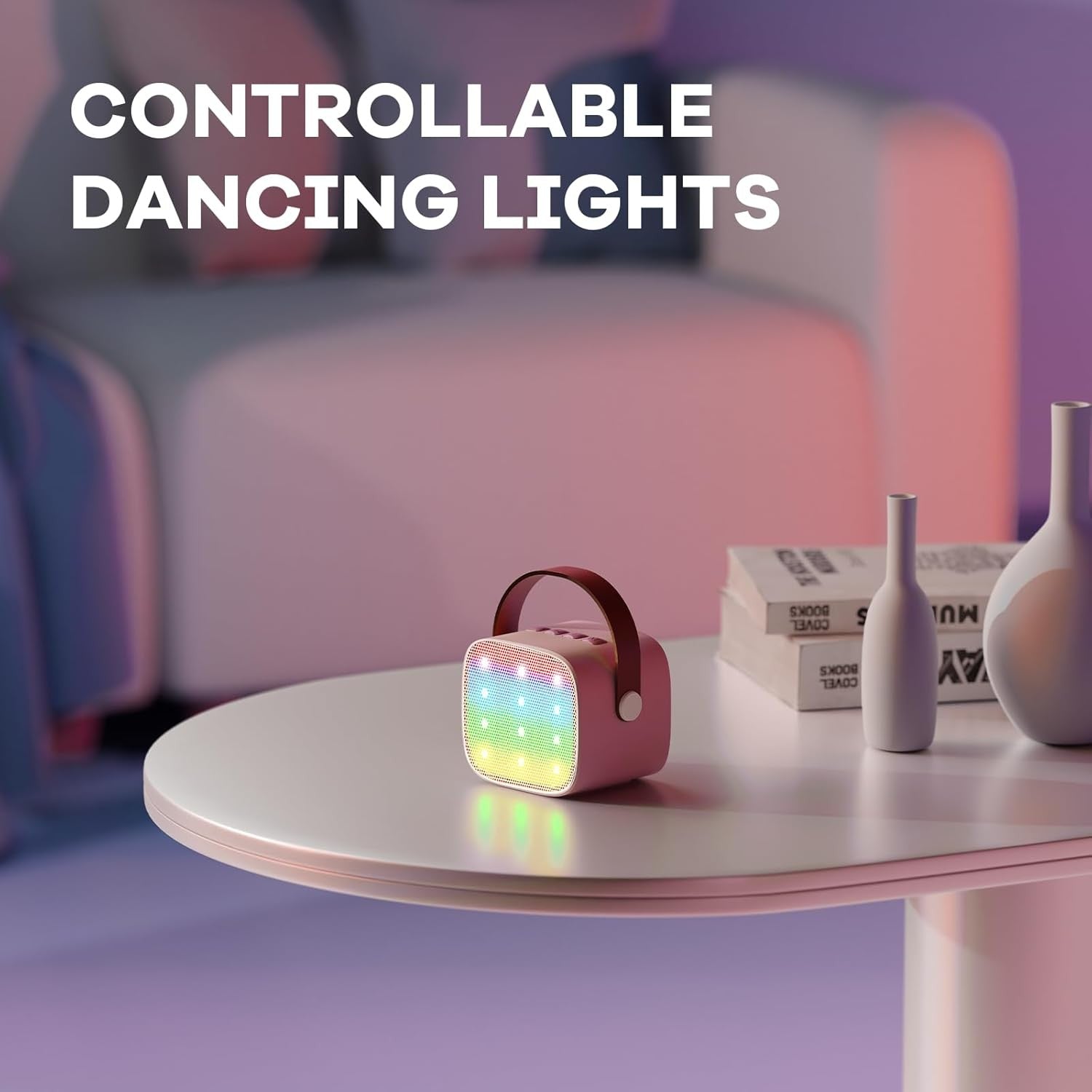 Kids Karaoke Machine 2 Wireless Mics LED Speaker Birthday Gift