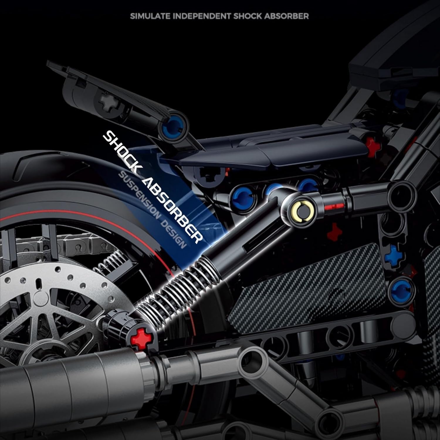 Realistic 623pcs Motorcycle Model Kit with Suspension & Moving Parts